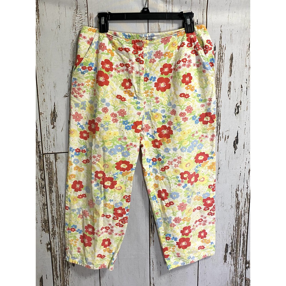 Crazy Horse Colorful Floral Crop Slacks